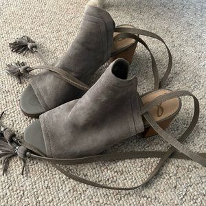 NWOT Sam Edelman sandal block heel with straps grey size 9 cute suede designer